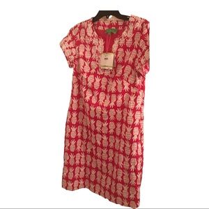 Pappagallo pineapple print embroidered‎ short pink & white dress size 4 new